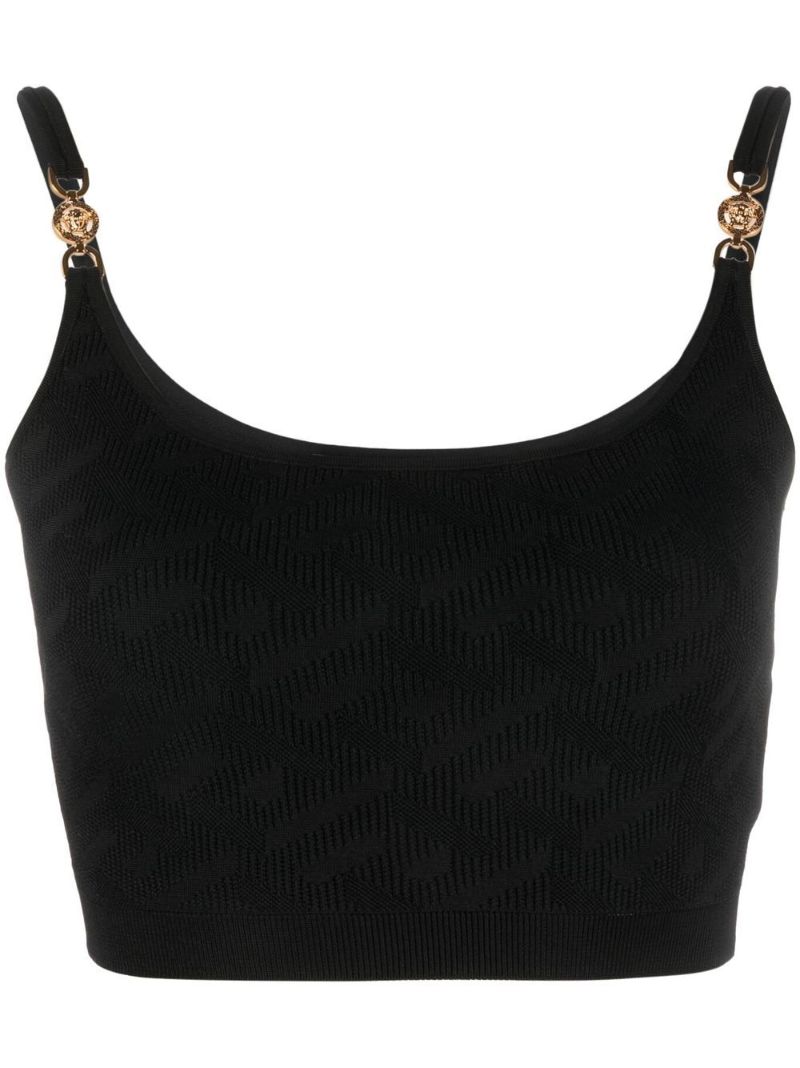 Black Medusa Motif Knitted Top