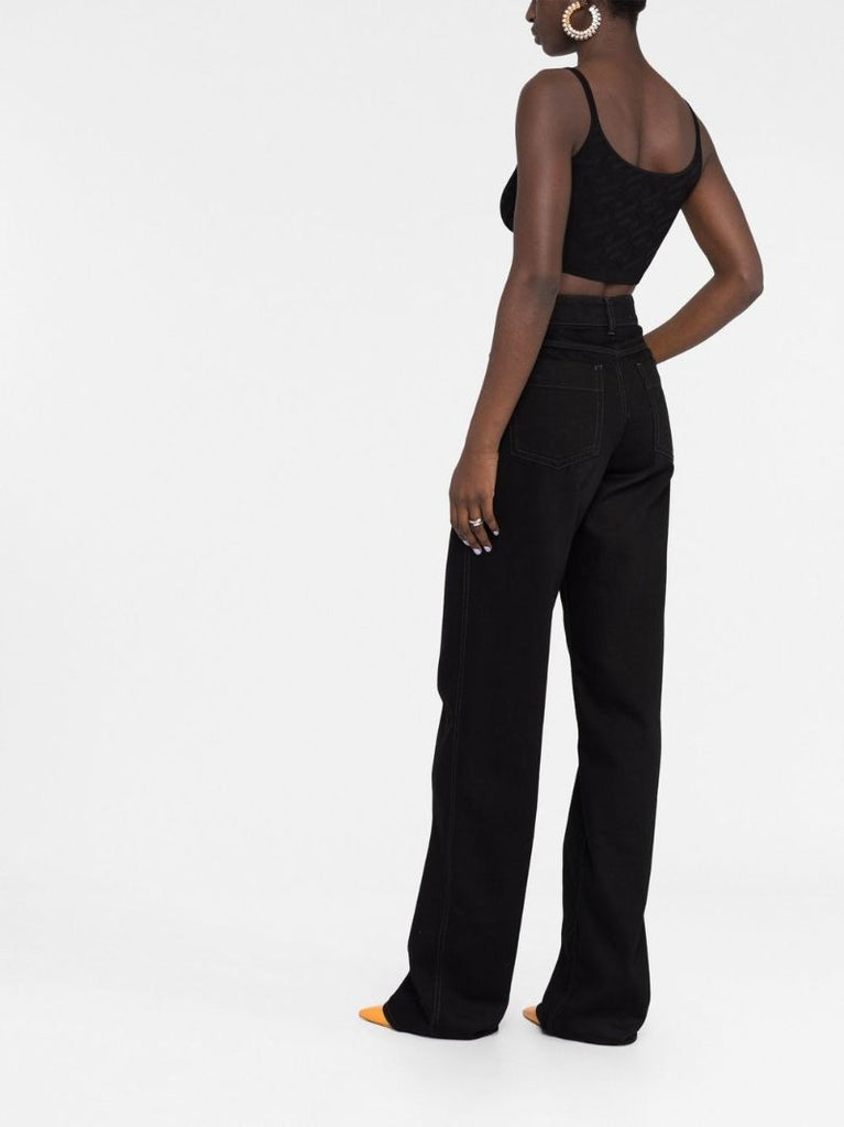 Black Medusa Motif Knitted Top