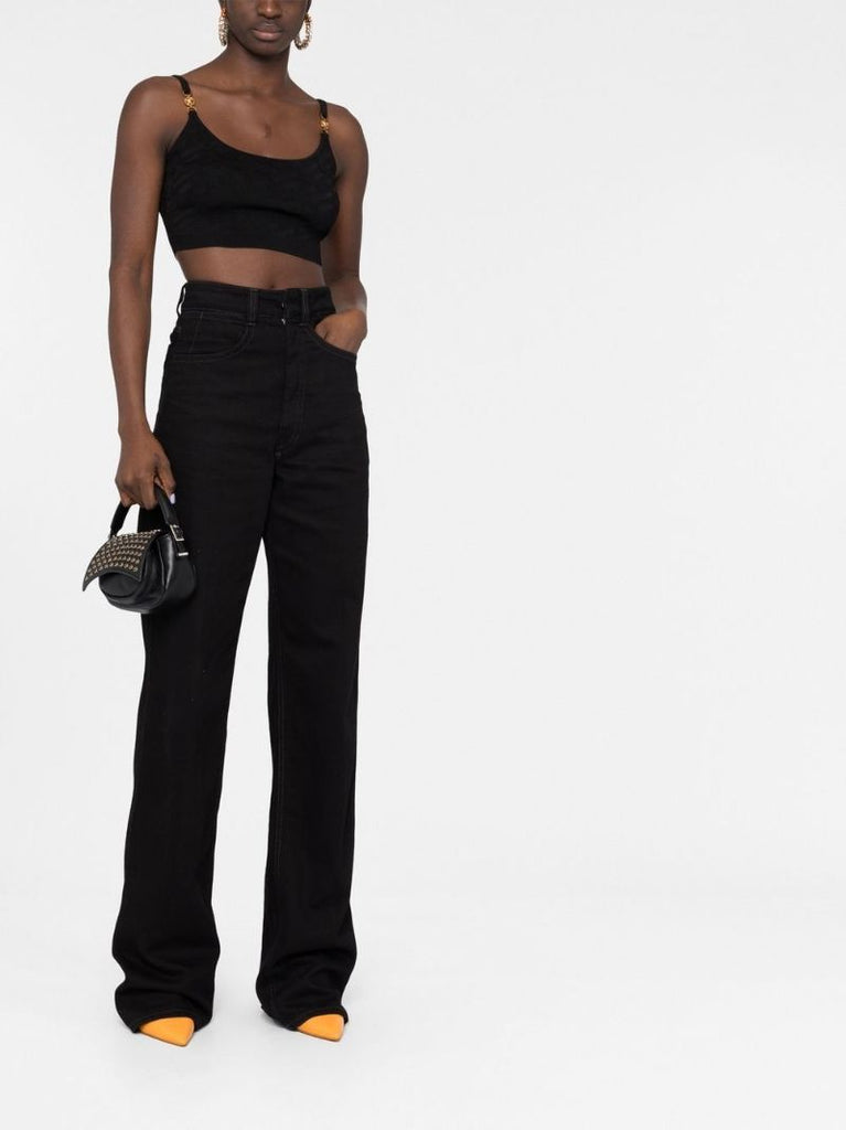 Black Medusa Motif Knitted Top