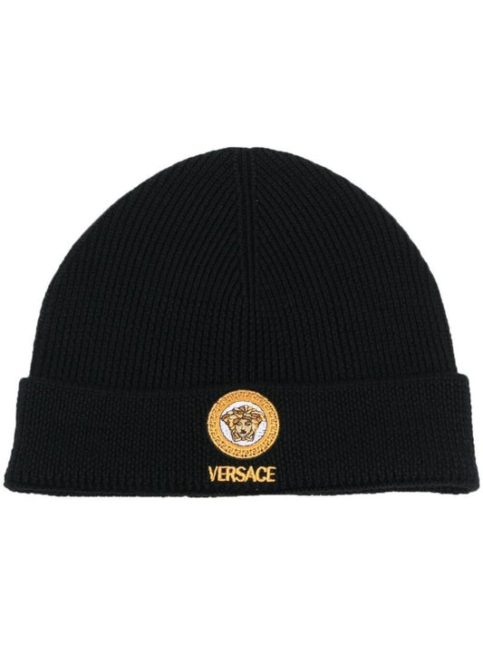 Black Medusa Logo Embroidered Beanie