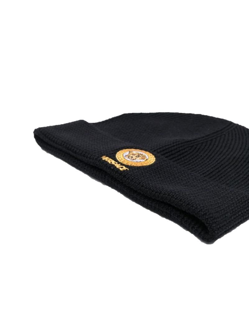 Black Medusa Logo Embroidered Beanie