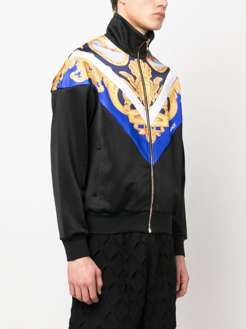 Black Barocco Print Zipped Sweatshirt