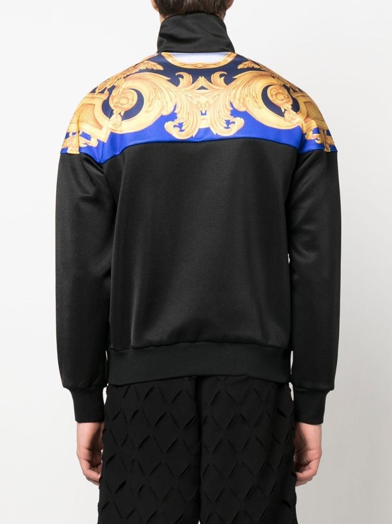 Black Barocco Print Zipped Sweatshirt