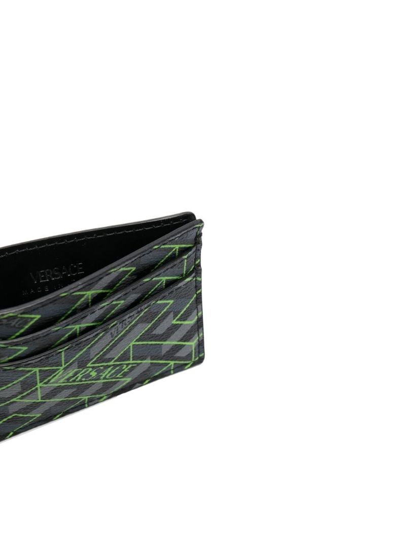 Black La Greca Leather Cardholder