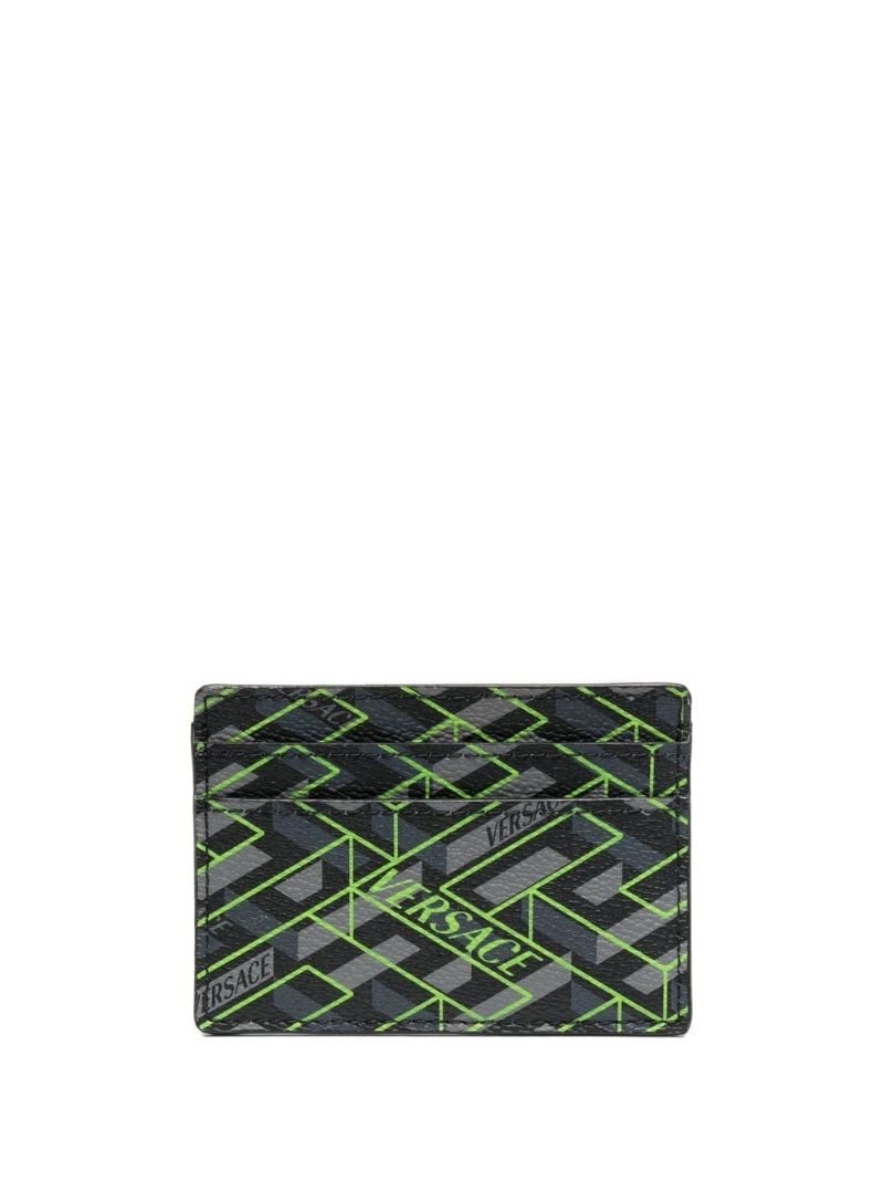 Black La Greca Leather Cardholder