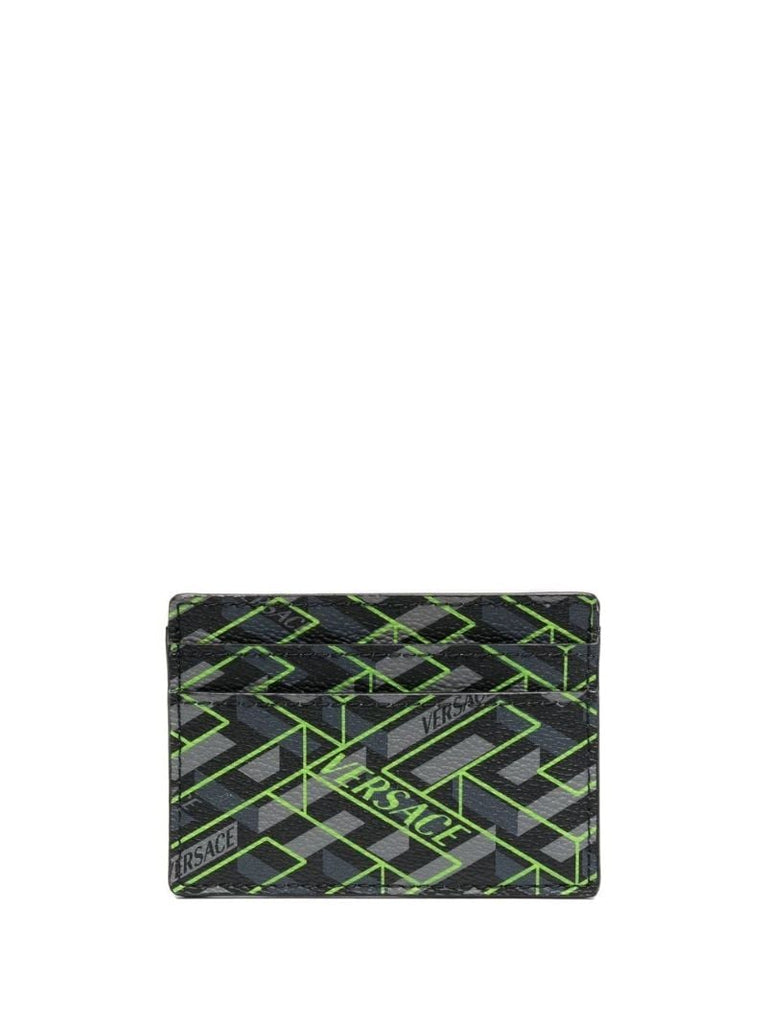 Black La Greca Leather Cardholder