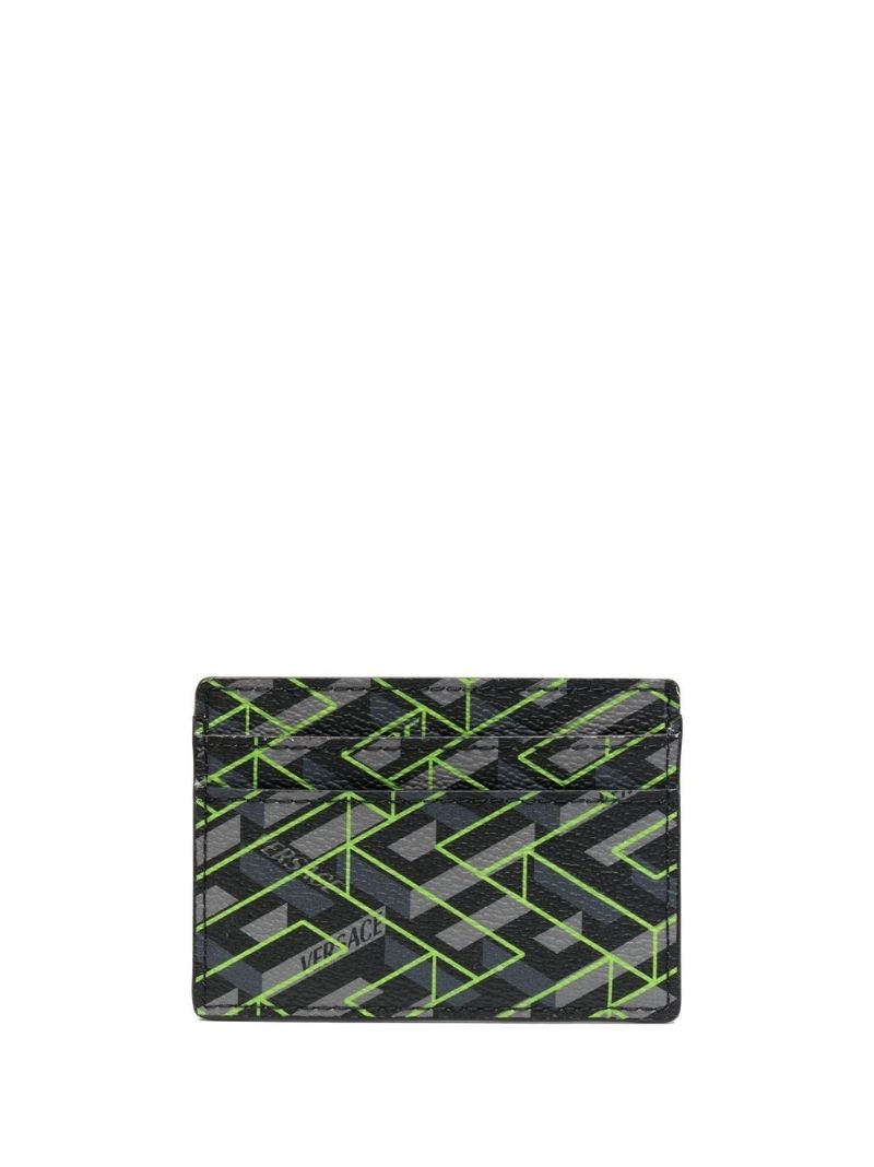 Black La Greca Leather Cardholder