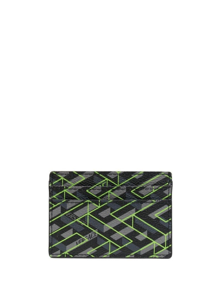 Black La Greca Leather Cardholder