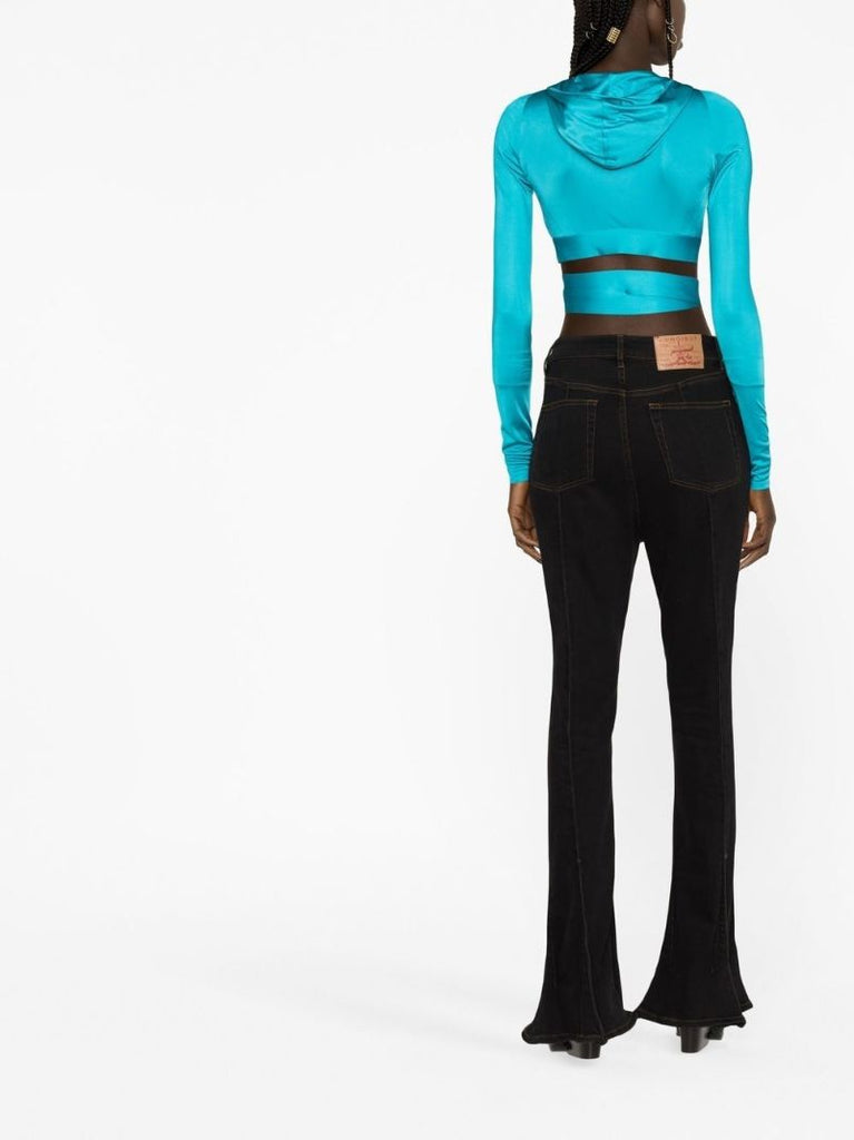 Blue Medusa Biggie Crop Hooded Top