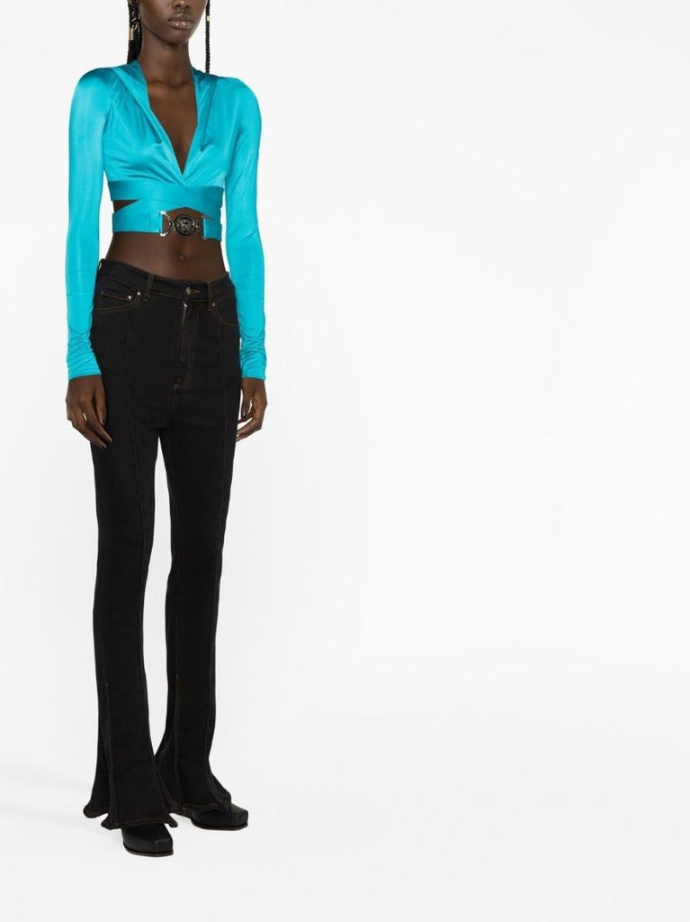Blue Medusa Biggie Crop Hooded Top