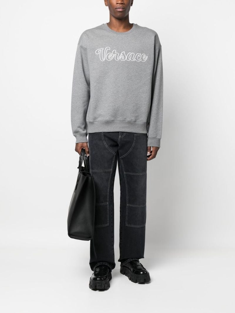 Grey Logo Embroidered Sweatshirt