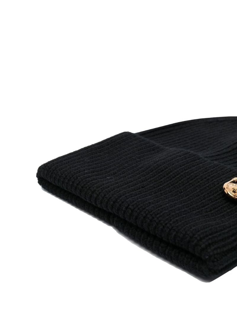Black Medusa Safety Pin Wool Beanie Hat
