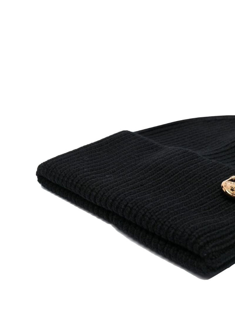 Black Medusa Safety Pin Wool Beanie Hat