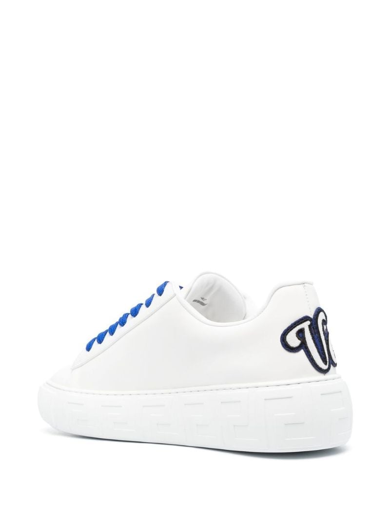 White Logo AppliquÃ_x0083_Â© Leather Sneakers
