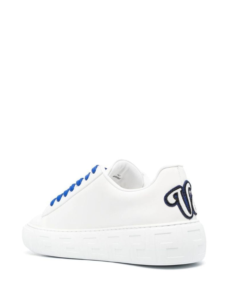White Logo AppliquÃ_x0083_Â© Leather Sneakers