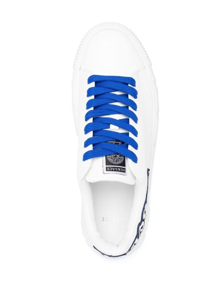 White Logo AppliquÃ_x0083_Â© Leather Sneakers