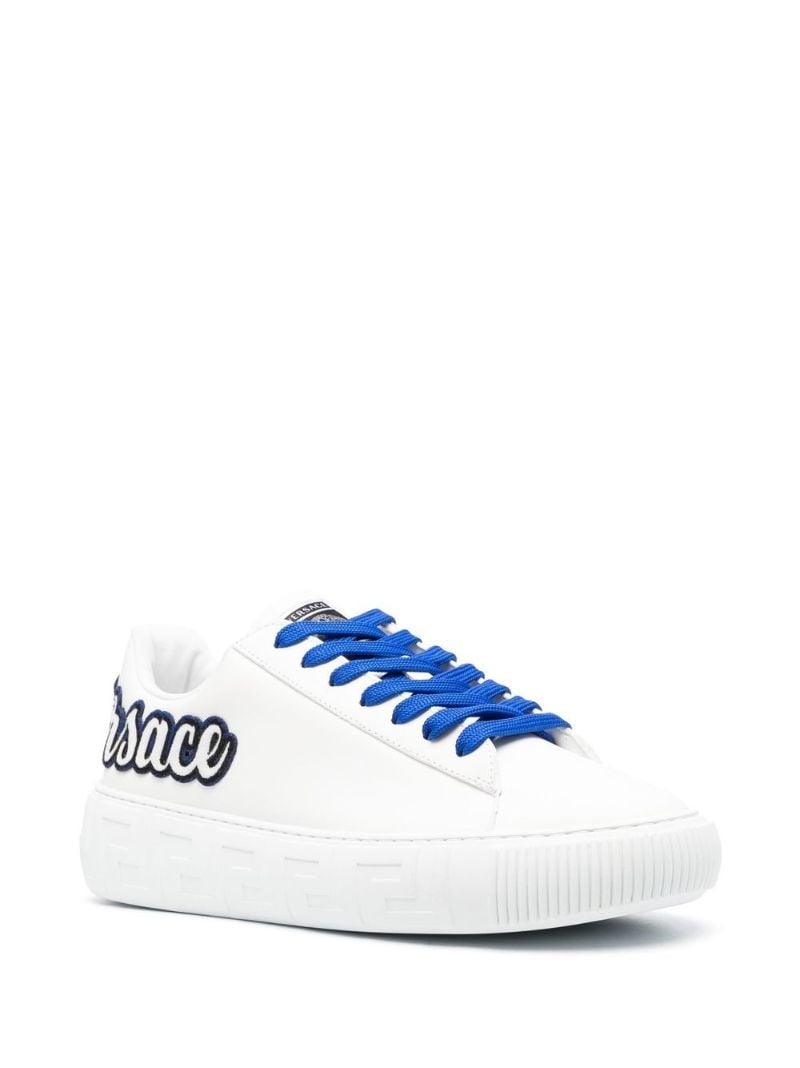 White Logo AppliquÃ_x0083_Â© Leather Sneakers