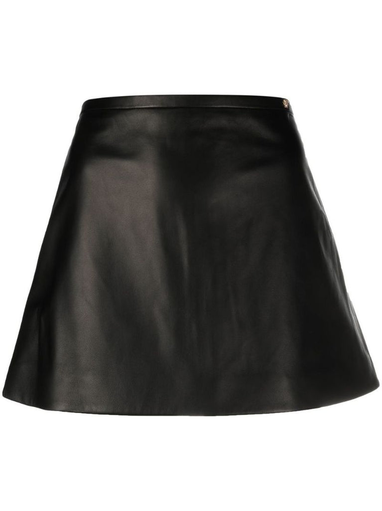 Black Medusa Leather Mini Skirt