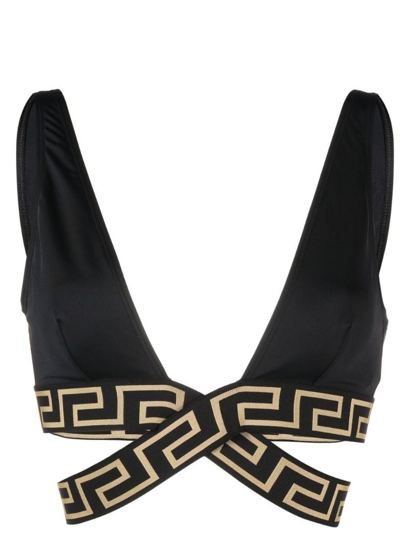 Black Greca Crossover Bikini Top
