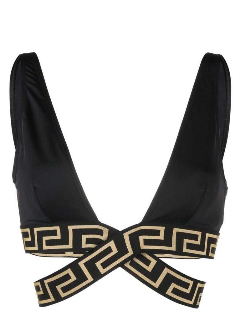 Black Greca Crossover Bikini Top