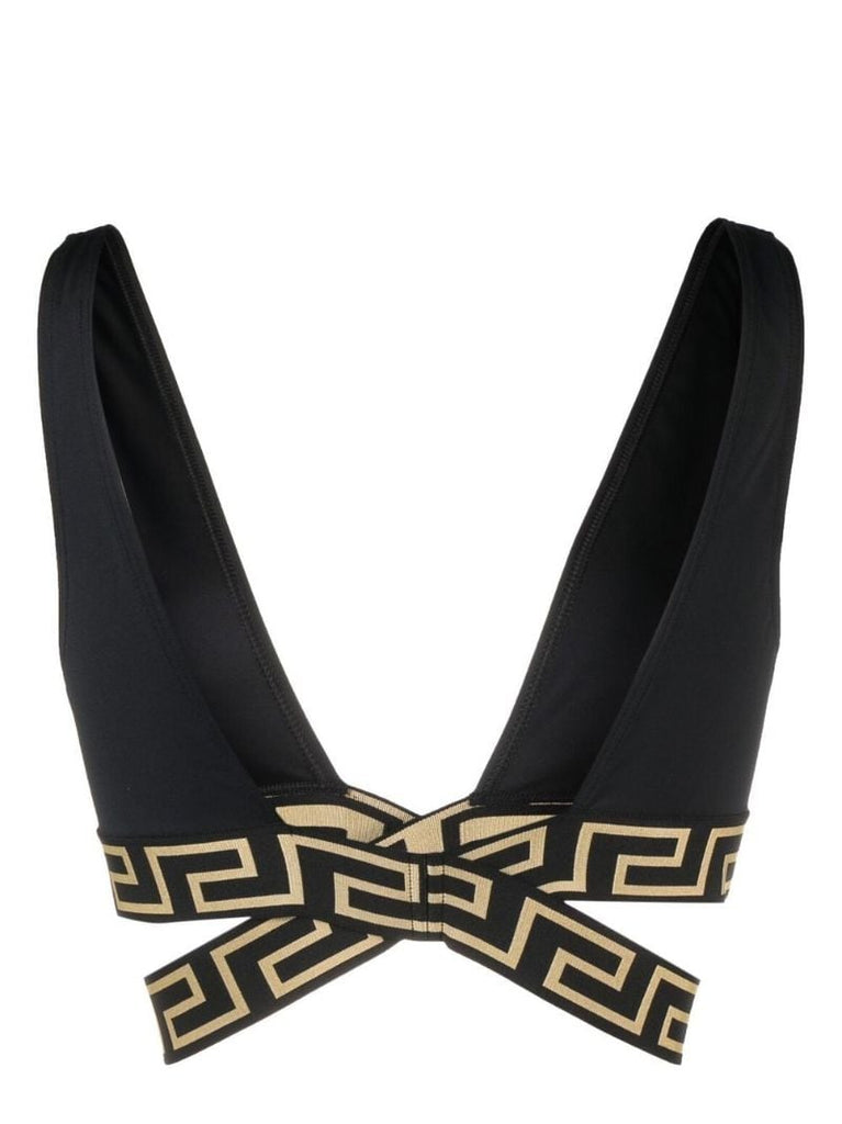 Black Greca Crossover Bikini Top