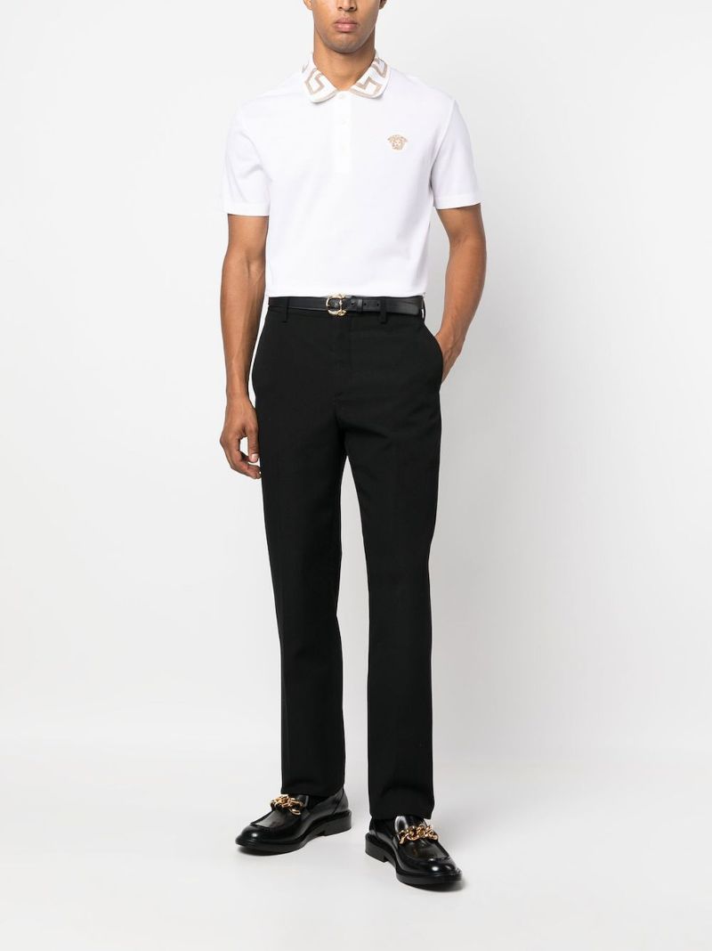 White Greca Cotton Polo Shirt