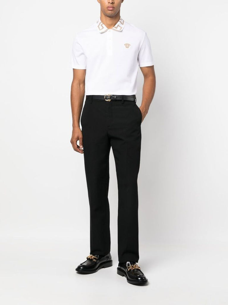 White Greca Cotton Polo Shirt