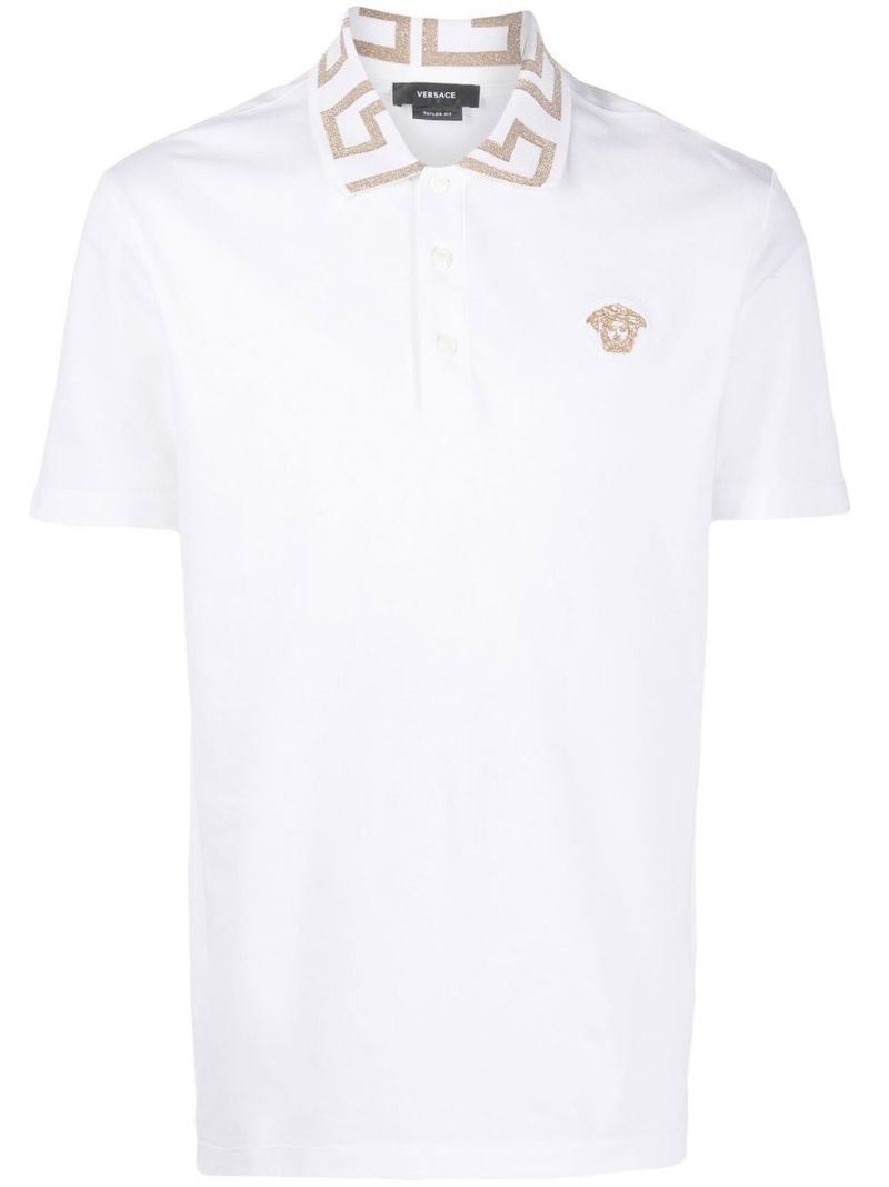 White Greca Cotton Polo Shirt