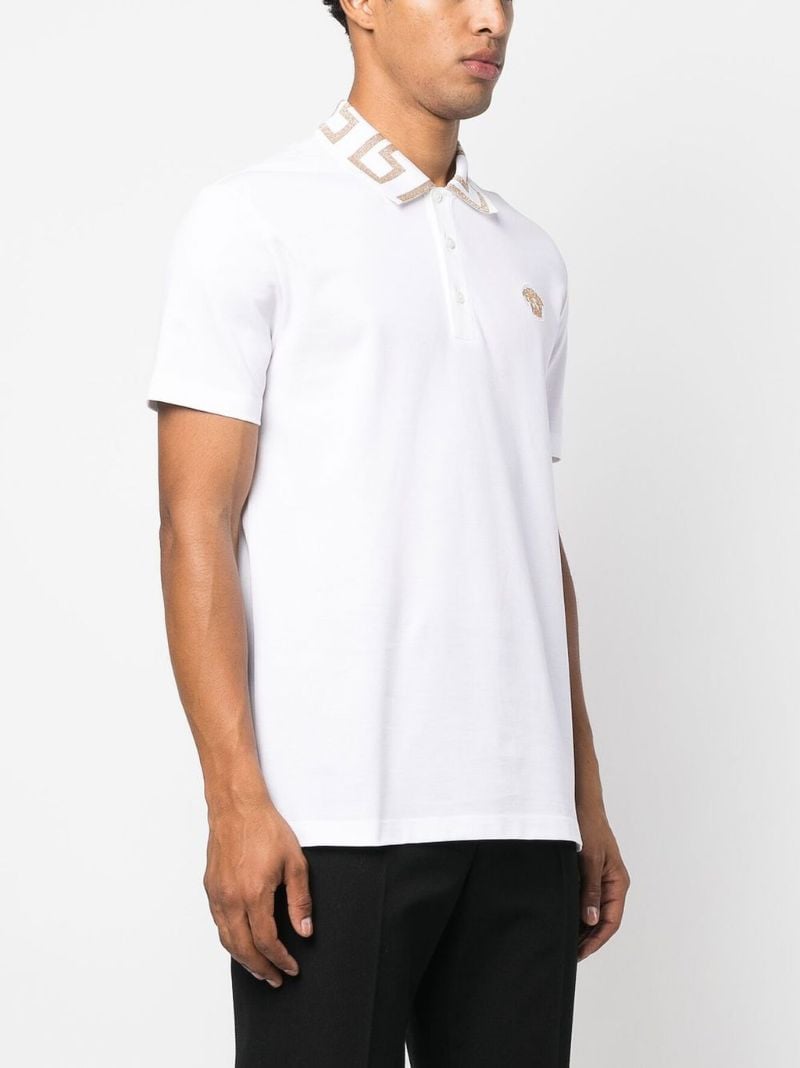 White Greca Cotton Polo Shirt