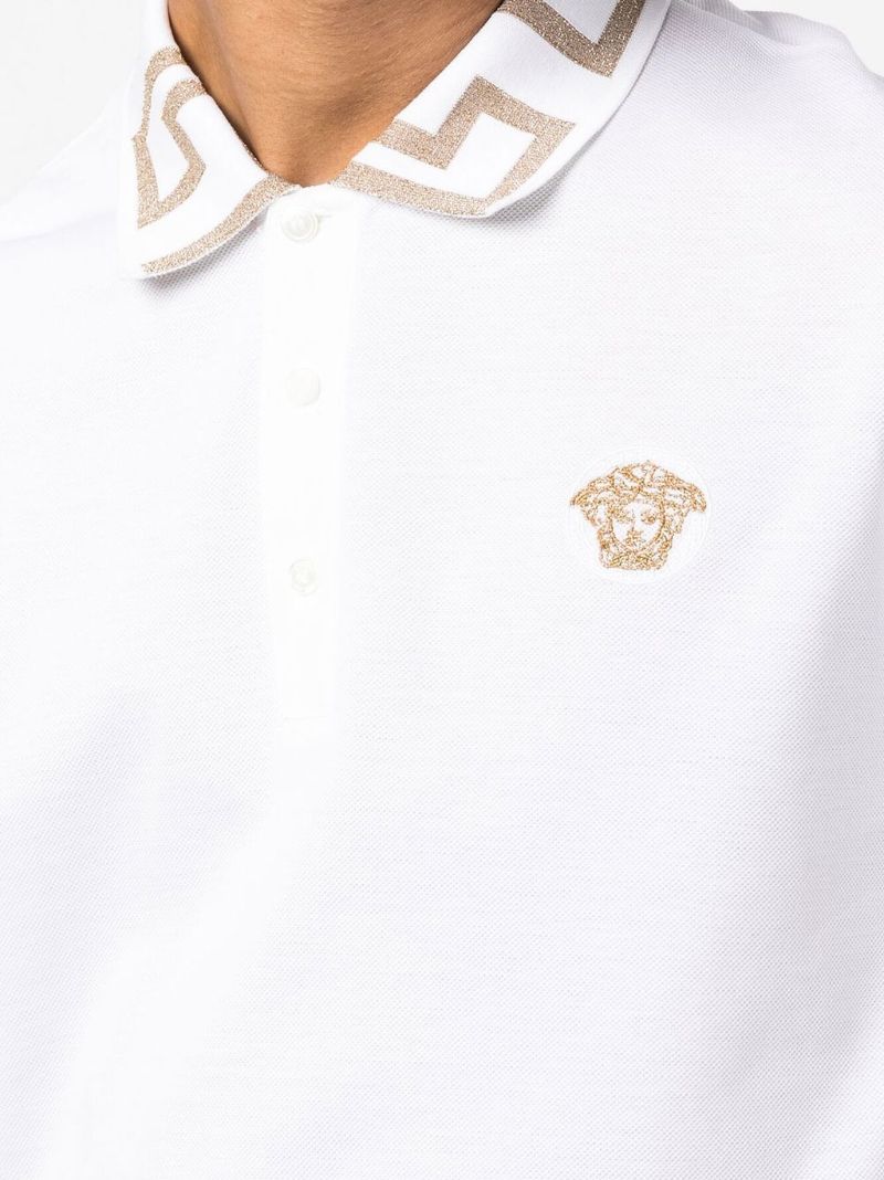 White Greca Cotton Polo Shirt