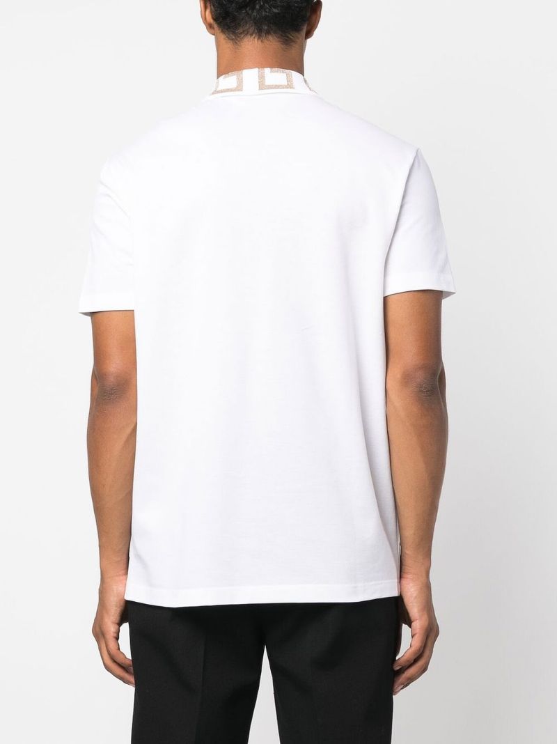 White Greca Cotton Polo Shirt