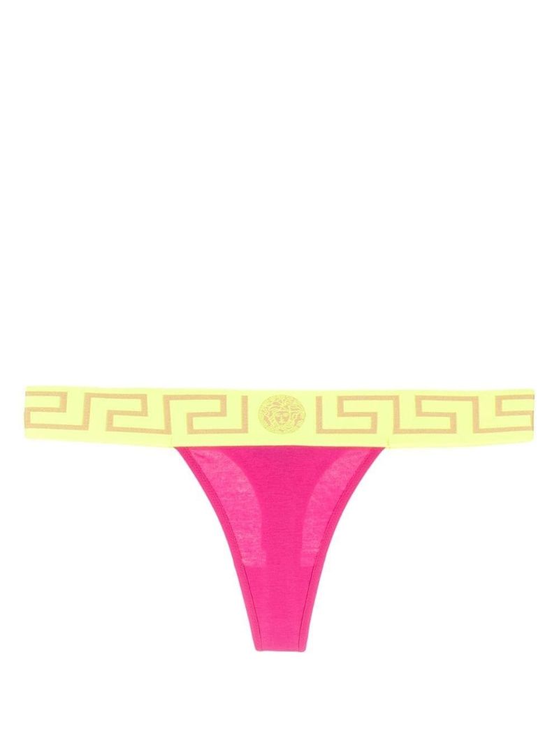 Pink Greca Print Thong