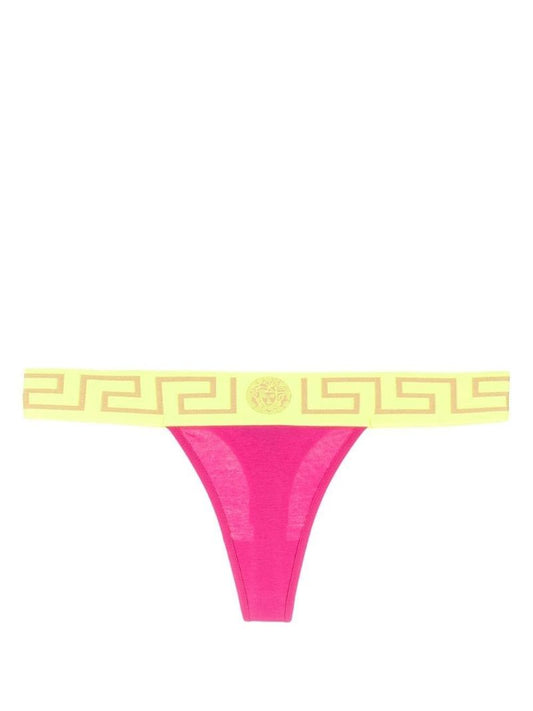Pink Greca Print Thong