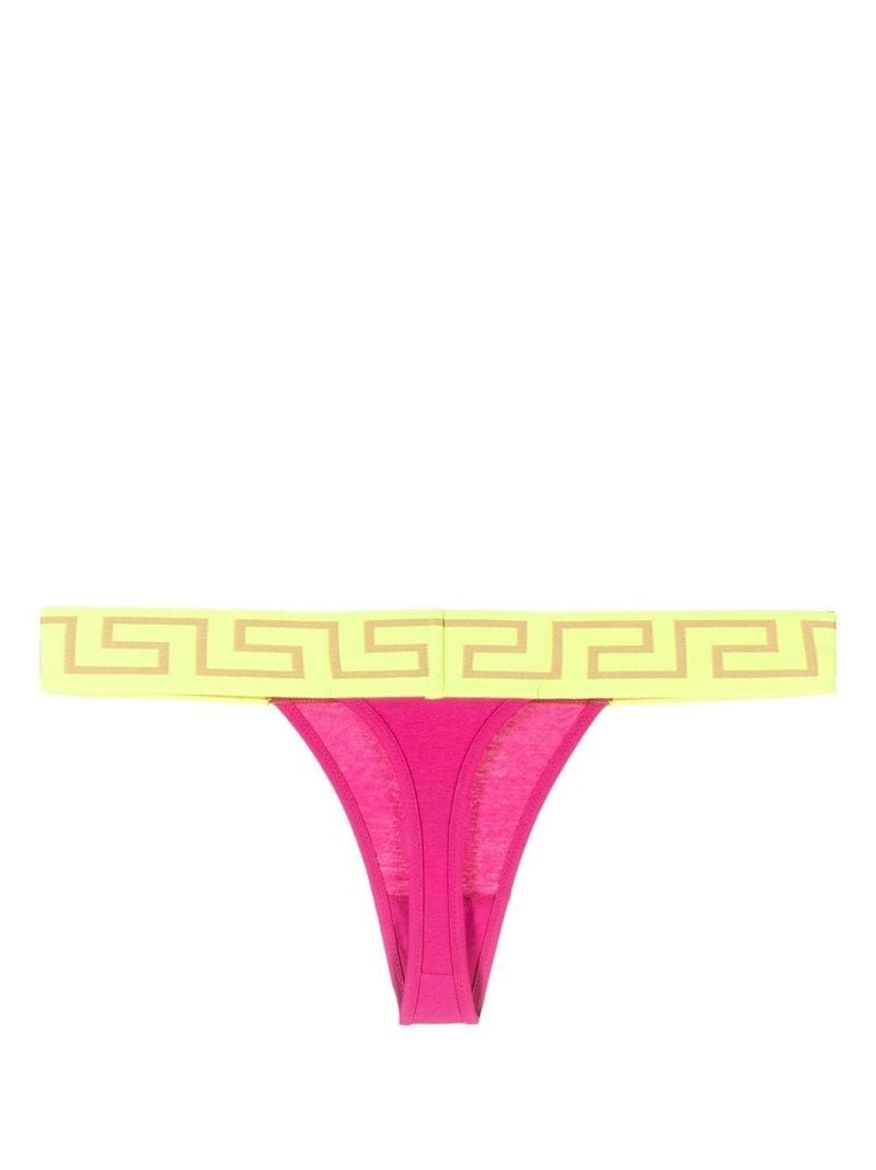 Pink Greca Print Thong