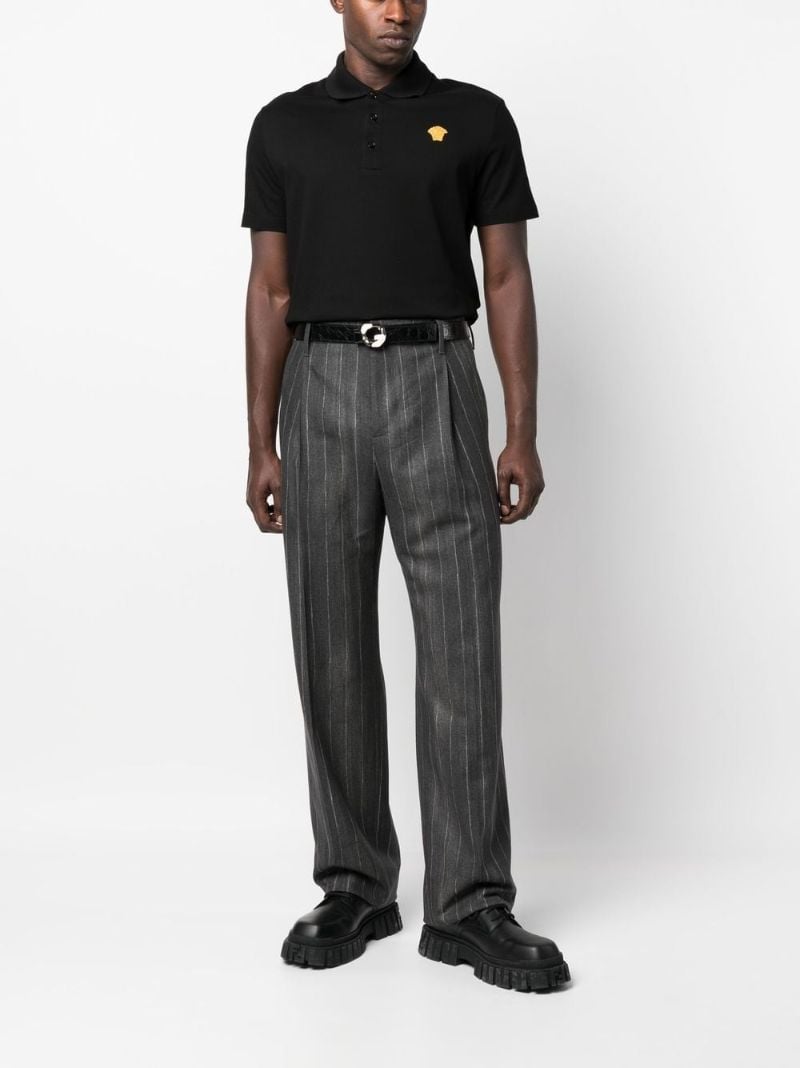 Black Medusa Embroidered Polo Shirt