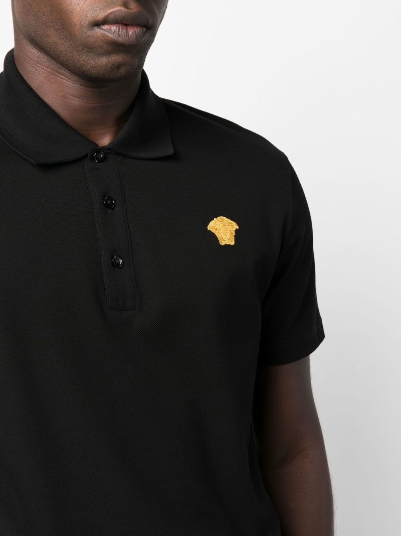 Black Medusa Embroidered Polo Shirt