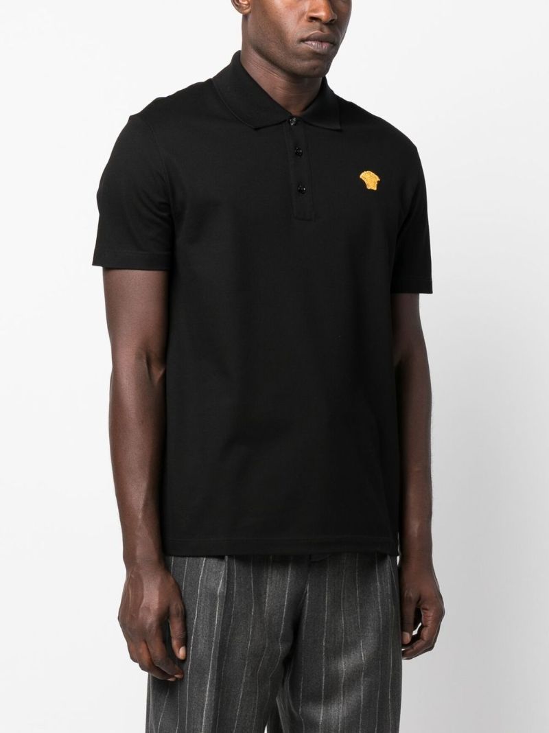 Black Medusa Embroidered Polo Shirt