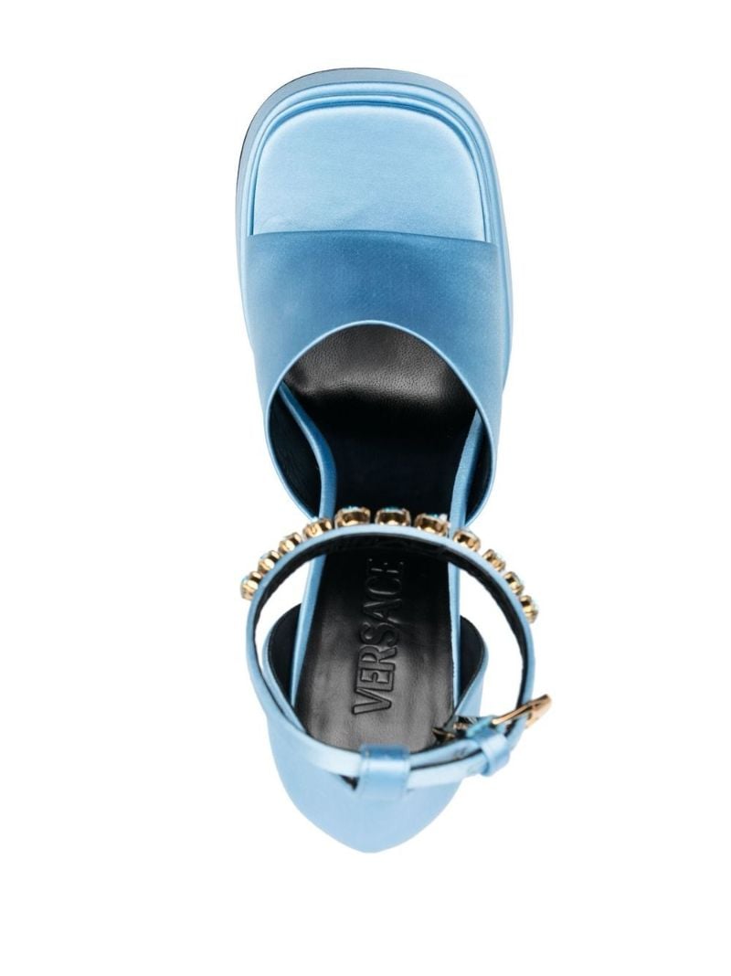 Blue Medusa Charm Platform Sandals