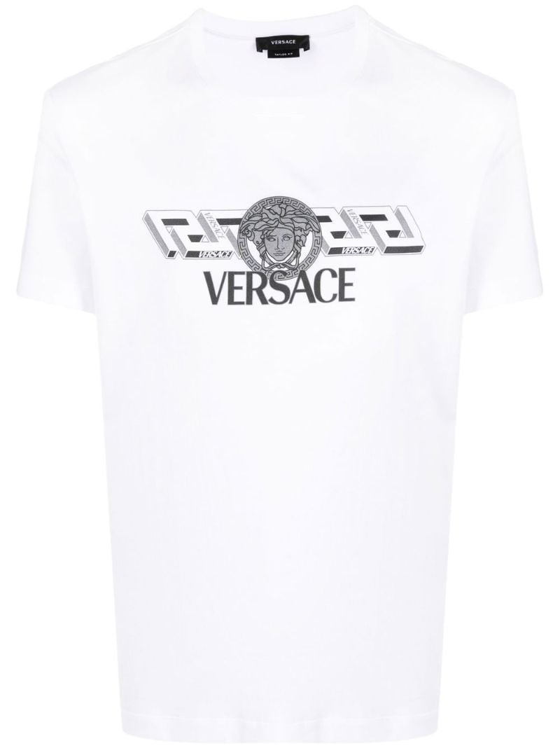 White Logo Print T-shirt