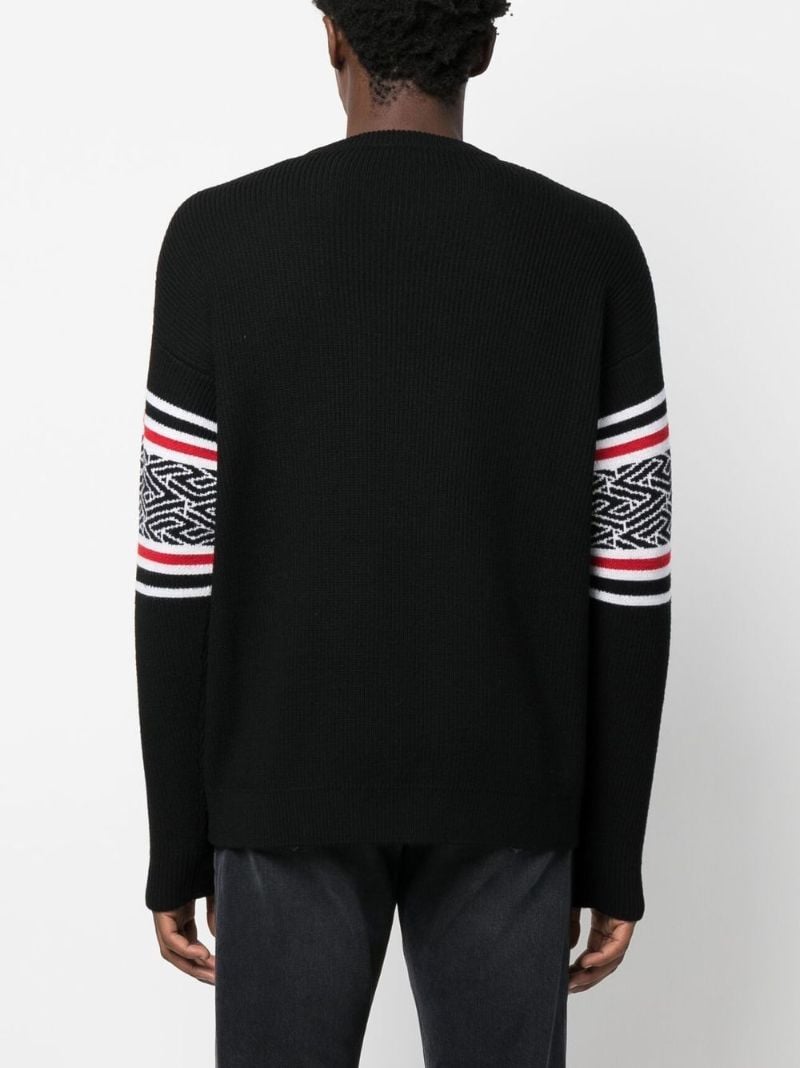 Black Medusa Head Intarsia Wool Sweater