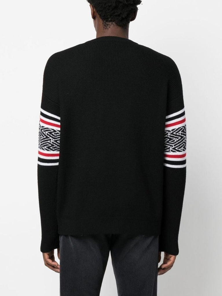 Black Medusa Head Intarsia Wool Sweater