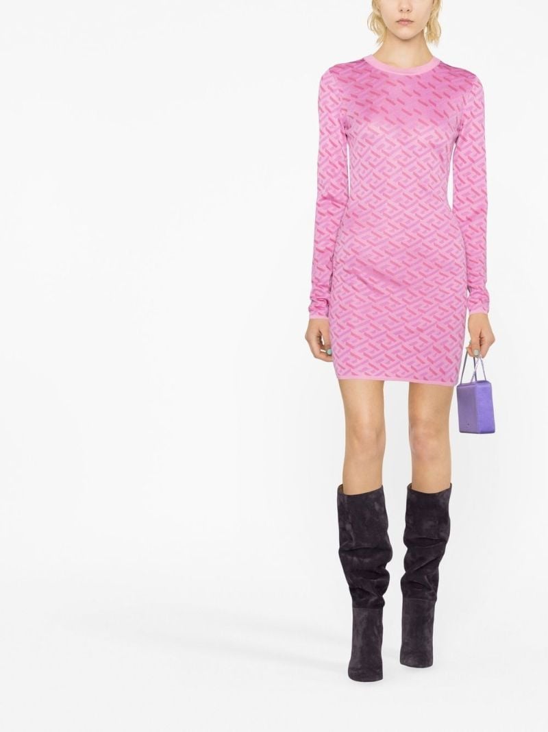 Pink La Greca Jacquard Mini Dress