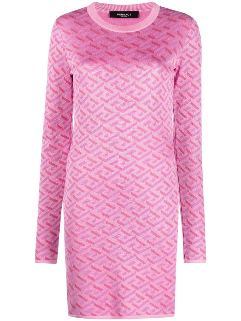 Pink La Greca Jacquard Mini Dress