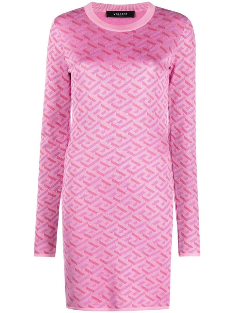 Pink La Greca Jacquard Mini Dress