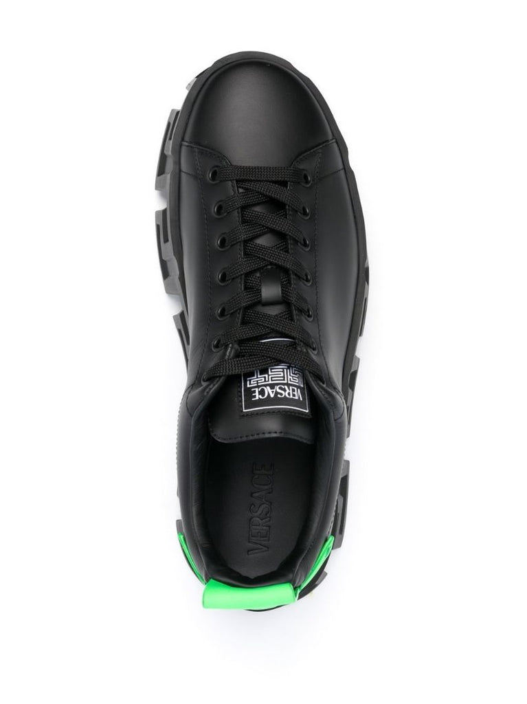 Black Greca Leather Sneakers