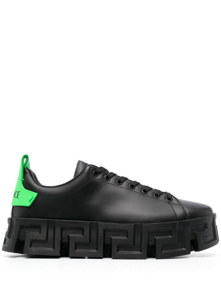 Black Greca Leather Sneakers