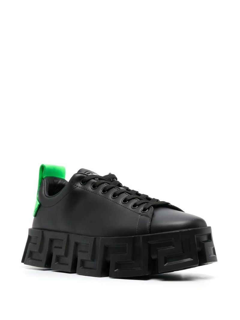 Black Greca Leather Sneakers