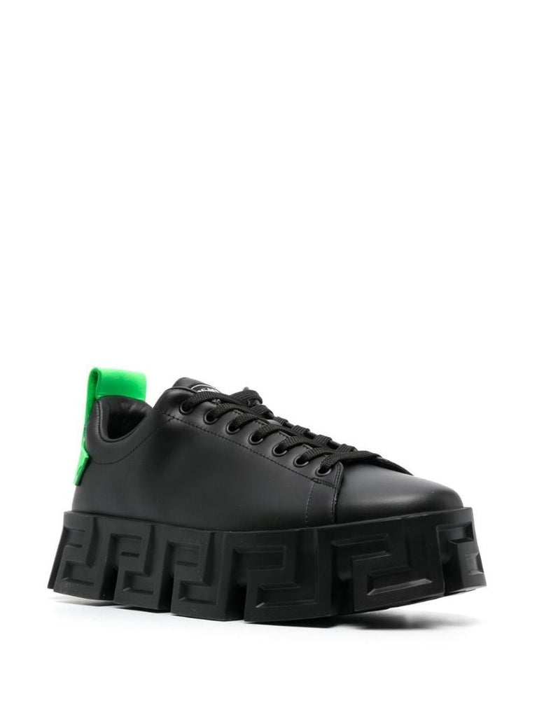 Black Greca Leather Sneakers