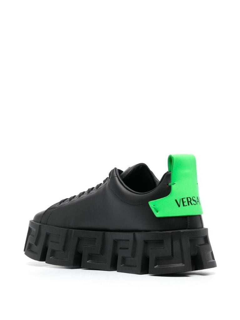 Black Greca Leather Sneakers