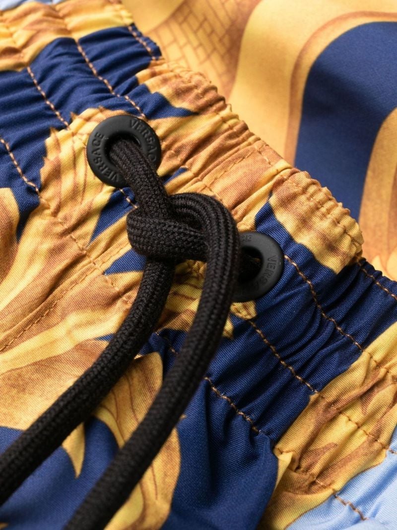 Blue Baroque Pattern Swim Shorts